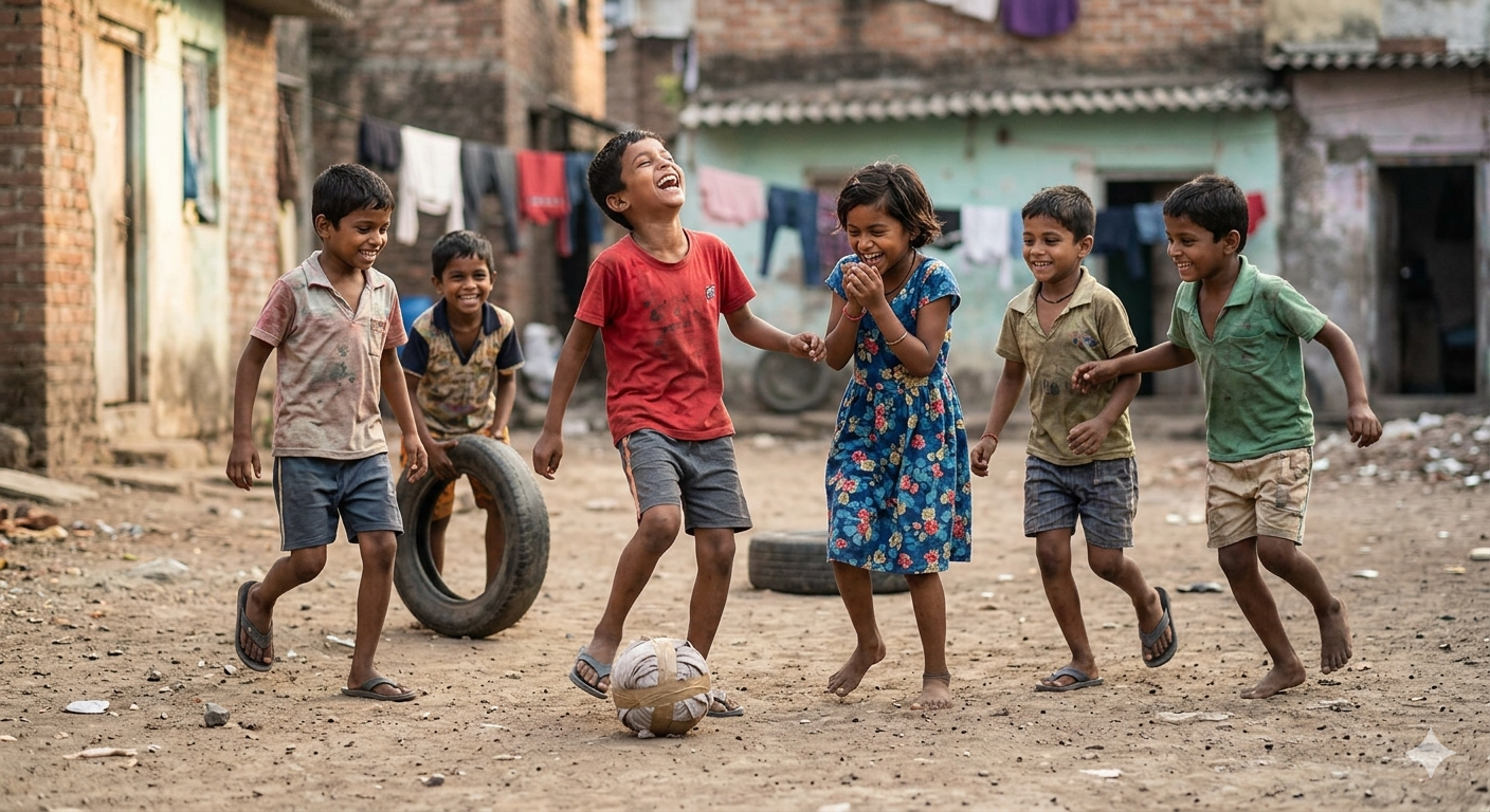 Children playing and learning